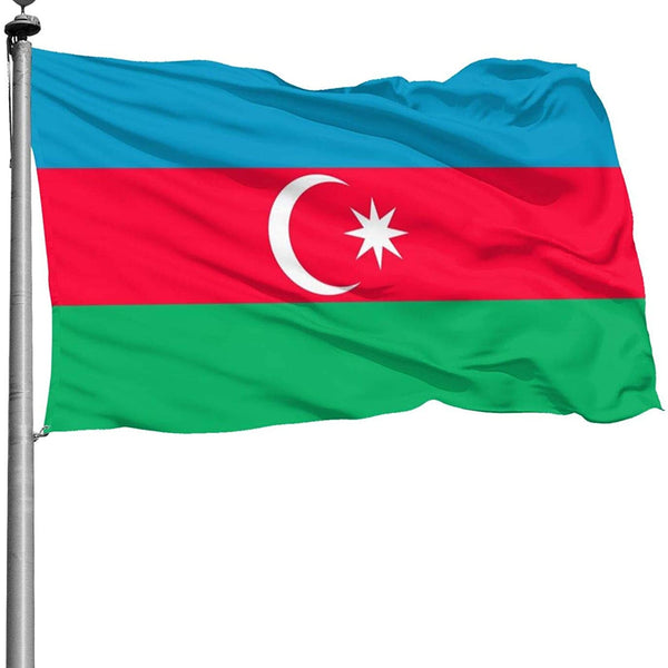 AZ AZE Azerbaijan flag 3x5ft 90x150cm Hanging Printed Blue Red Green Azerbaijani National Flags Azerbaiyan Banner