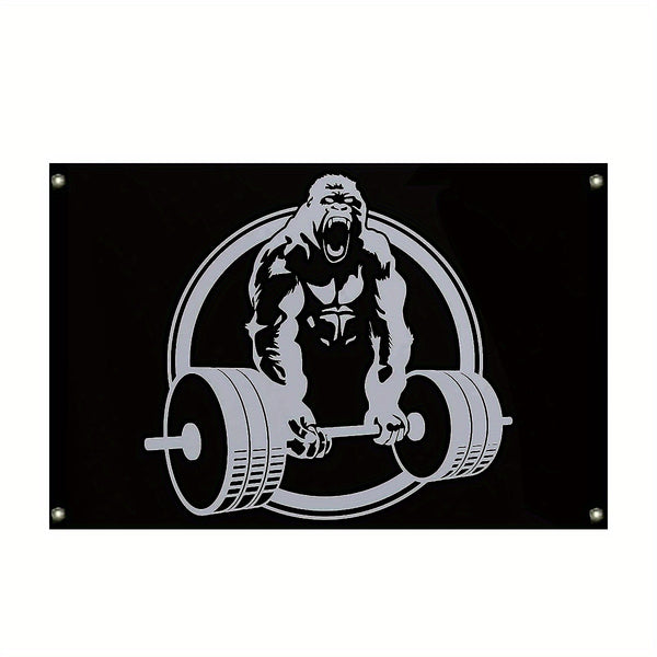 Polyester Flag Gorilla Dumbbell Exercise Home Gym Decor Flags And Banners  3x5FT 90x150cm Decor Fitness Workout Flag For Room Decoration, Bedroom, Outdoor, Parties, Garden, Garage, House 3 X 5 Ft