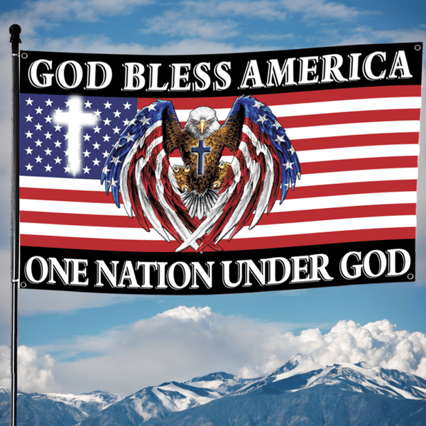 One Nation Under God American Eagle Flag 3x5 Ft 90x150CM Decorations For Home, Outside, Inside House Flag, Decorations - Indoor, Outdoor Decor Flag with 4 Grommets