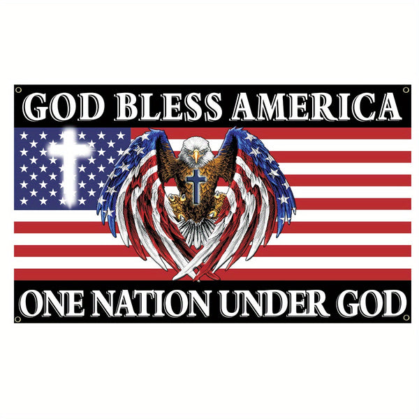 One Nation Under God American Eagle Flag 3x5 Ft 90x150CM Decorations For Home, Outside, Inside House Flag, Patriot Decorations - Indoor, Outdoor Decor Flag with 4 Grommets