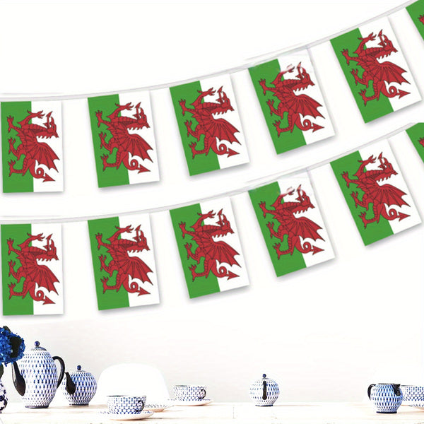 Wales Welsh Kymric Welsh string flag 30pcs 14cmx21cm National Flags Polyester string flag banner