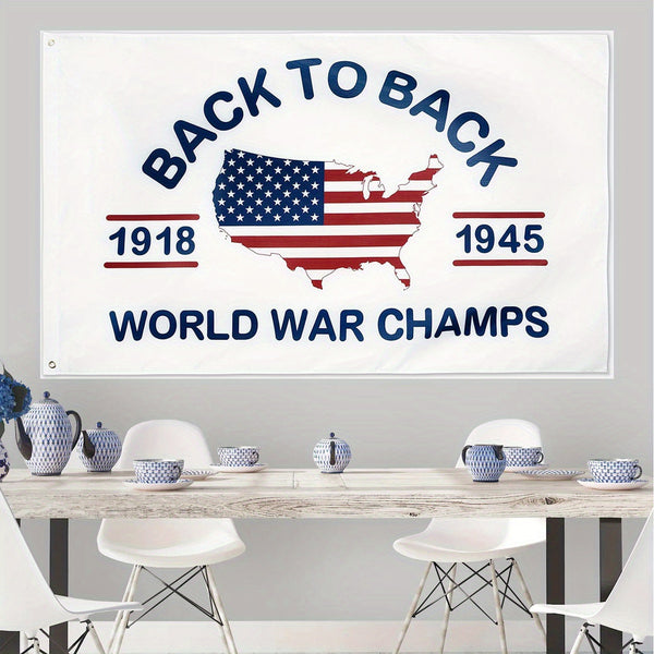 Back to Back World War Champs Flag 100D High Quality Polyester Flag Brass Grommets Outdoor Banner 3x5fts 90x150cm