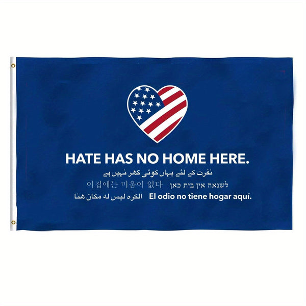 Hate Has No Home Here Party FLAG 100D 3x5fts 90x150cm College Dorm Room Bedroom Wall Decor Hangings Outdoor Indoor