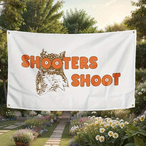 Shooters Shoot Flag College Flags  100D 3x5fts 90x150cm Funny Poster Banner Wall Outdoor Hanging Flag with 4 Brass Grommets for College Dorm Room Decor
