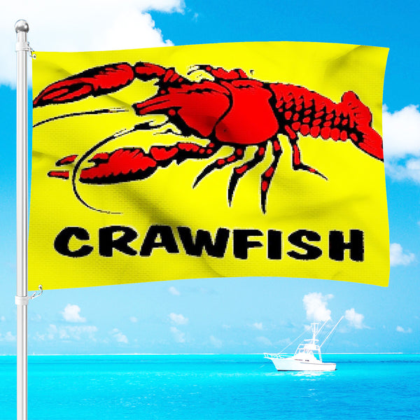 Crawfish flag Red Crab Restaurant seafood for Sale Craw Fish Yellow Red Flag 100D 3x5fts 90x150cm 100% Polyester 100D Flag UV Resistant