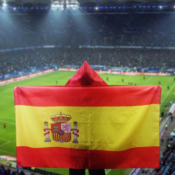 Spain Body Flag with Cap 90x150cm 3x5ft CAPE FAN Flags ES Espana Spanish banner Perfect for Sports Events gift for birthday