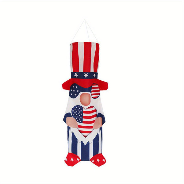 Gnome Windsock America Heart Windsock, 19.7x51.1in 50x105cm Windsock Outdoor Embroidered Stars and Stripes USA Patriotic Outdoor Hanging with Hook Veteran's Day 4th of July Decoration