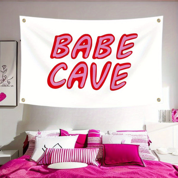 Babe Cave Flag 90x150cm 3x5ft Flag tapestry Funny Poster Durable Man Cave Wall Flag with 4 Brass Grommets This beautiful entertaining banner flag for College Dorm Room Decor,Outdoor, events, festivals