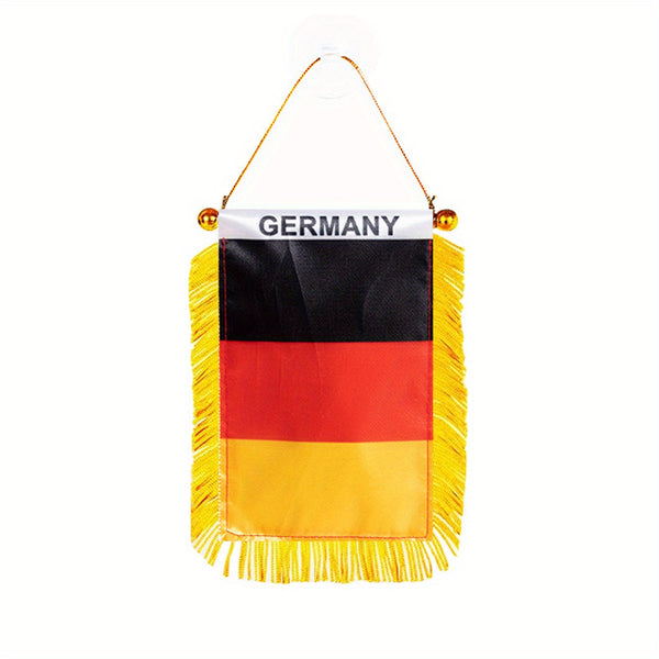 1pc Germany Window Hanging Flag DE DEU Deutschland 3x4 Inch 8x12cm double side Mini Flag Banner Car Rearview Mirror Decor Fringed Hanging Flag with Suction Cup