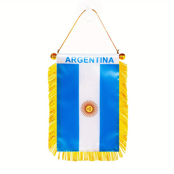1pc Argentina ARG AR Window Hanging Flag 3x4 Inch 8x12cm double side Mini Flag Banner Car Rearview Mirror Decor Fringed Hanging Flag with Suction Cup