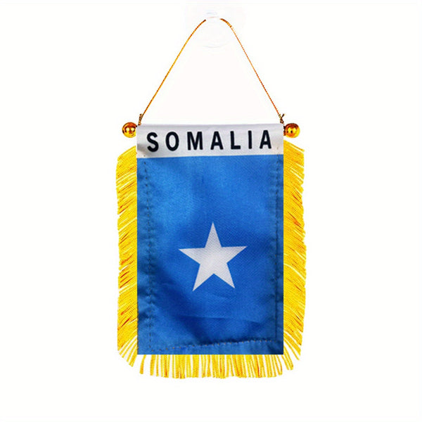 1pc  Somalia Window Hanging Flag Somingia SOM 3x4 Inch 8x12cm double side Mini Flag Banner Car Rearview Mirror Decor Fringed Hanging Flag with Suction Cup