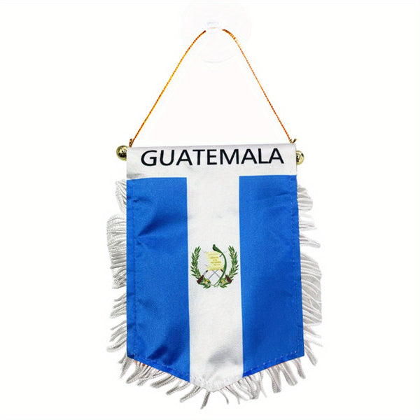 1pc Guatemala Window Hanging flag 5.9x3.9inch 15x10cm double side Middle size Flag Banner Car Rearview Mirror Decor Fringed Hanging Flag with Suction Cup