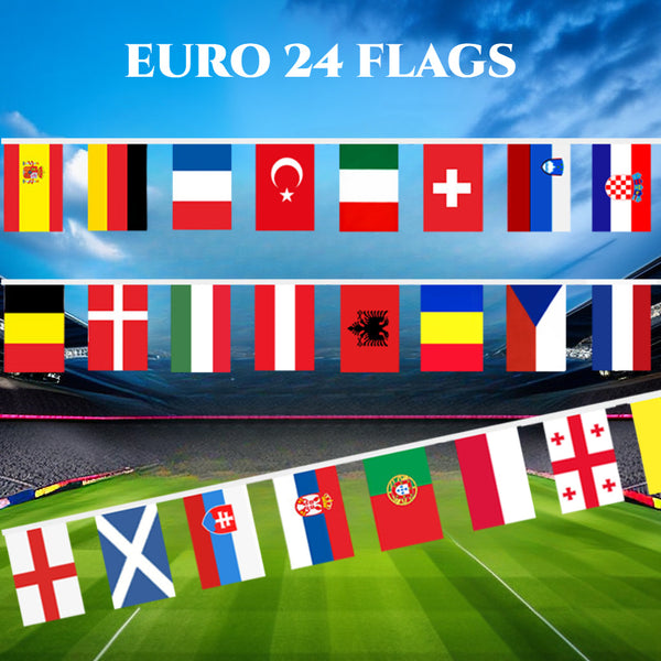 24pcs European Countries String Flag, 14cmx21cm 5.5x8.2in 24 Countries European 2024 football country String Pennant Banner, Decoration for Grand Opening, Sports Bar, Party Events