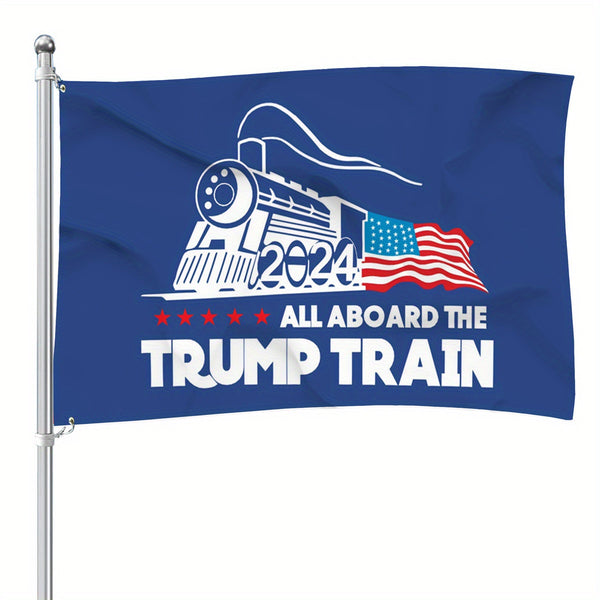 Trump Flag Train Donald Trump Flags Support for President 2024 Banner All Aboard The Trump Train  3x5Ft 90x150cm with Four Brass Grommets