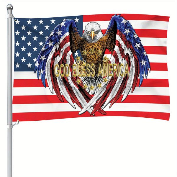 God Bless America US Flags Eagle Flags 3x5Ft 90x150cm indoor Outdoor USA Patriotic Flag 4th of July Memorial Independence Day with Brass Grommets for Patio