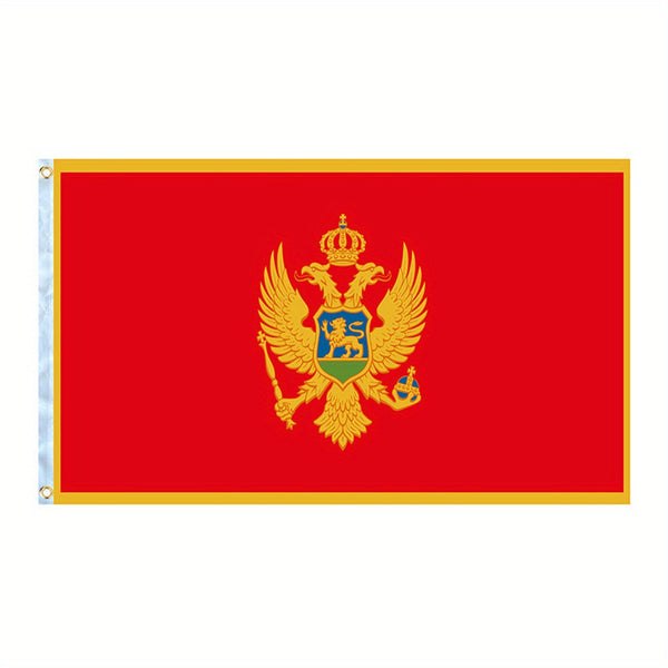 Montenegro flag 90x150cm 3X5Ft Hanging Polyester National Flag Banner For Decoration Country Flag, Indoor Outdoor, Vibrant Colors, Brass Grommets