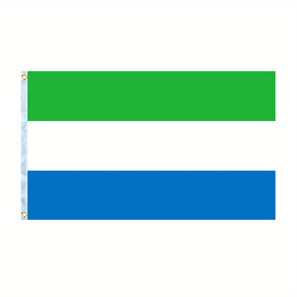 Sierra Leone Flag 90x150cm 3X5Ft Hanging Polyester SLE National Flag Banner For Decoration with Two Metal Grommets Fade Resistant Vivid Colors