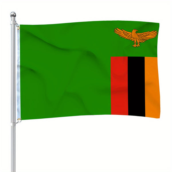 Zambia Flag 90x150cm 3X5Ft Hanging Polyester Zambian National Flag Banner For Decoration with Two Metal Grommets Fade Resistant Vivid Colors