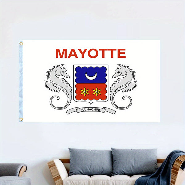 Mayotte Flag 90x150cm 3X5Ft Hanging Polyester French region of Mayotte national Flags Polyester with Brass Grommets Flag Banner For Decoration Fade Resistant Vivid Colors