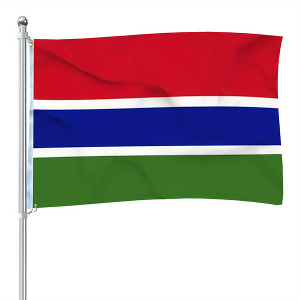 Gambia flag 90x150cm 3X5Ft Hanging Polyester Gambian national Flags Polyester with Brass Grommets Flag Banner For Decoration with Two Metal Grommets Fade Resistant Vivid Colors