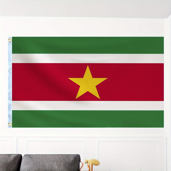 Suriname Flag 90x150cm 3X5Ft Hanging Polyester Surinamese national Flags Polyester with 2 Brass Grommets Flag Banner For Decoration Fade Resistant Vivid Colors