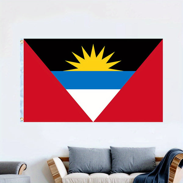 Antigua and Barbuda Flag 90x150cm 3X5Ft Hanging Polyester Antiguan Barbudan Flags Polyester with 2 Brass Grommets Flag Banner For Decoration Fade Resistant Vivid Colors