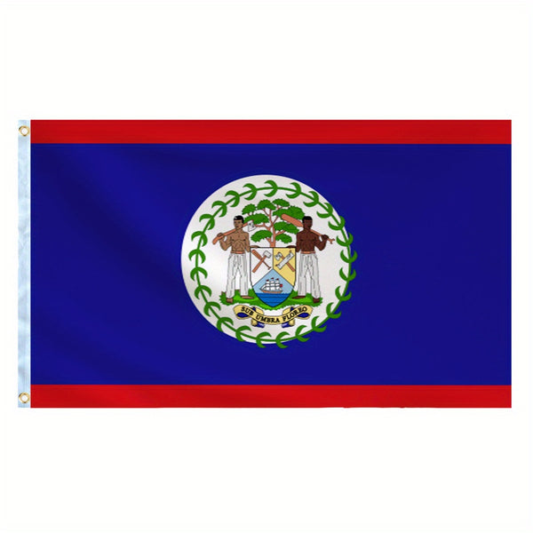 Belize Flag 90x150cm 3X5Ft Hanging Polyester Belizean national Flags Polyester with 2 Brass Grommets Flag Banner For Decoration Fade Resistant Vivid Colors