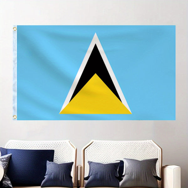 Saint Lucia Flag Flag 90x150cm 3X5Ft Hanging Polyester Saint Lucian national Flags Polyester with 2 Brass Grommets Flag Banner For Decoration Fade Resistant Vivid Colors