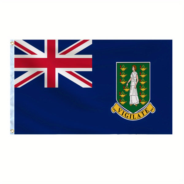 British Virgin Islands Blue National Virgin Islander Flag 90x150cm 3X5Ft Hanging Polyester Flags with 2 Brass Grommets Flag Banner For Decoration Fade Resistant Vivid Colors