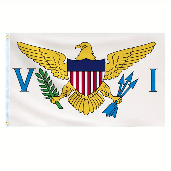 Virgin Islands of The United States Flag 90x150cm 3X5Ft Hanging Polyester Virgin Islander national Flags Polyester with Brass Grommets Flag Banner For Decoration Fade Resistant Vivid Colors