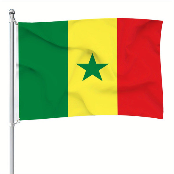 Senegal Flag 90x150cm 3X5Ft Hanging Polyeste Senegalese national Flags Polyester with 2 Brass Grommets Flag Banner For Decoration Fade Resistant Vivid Colors