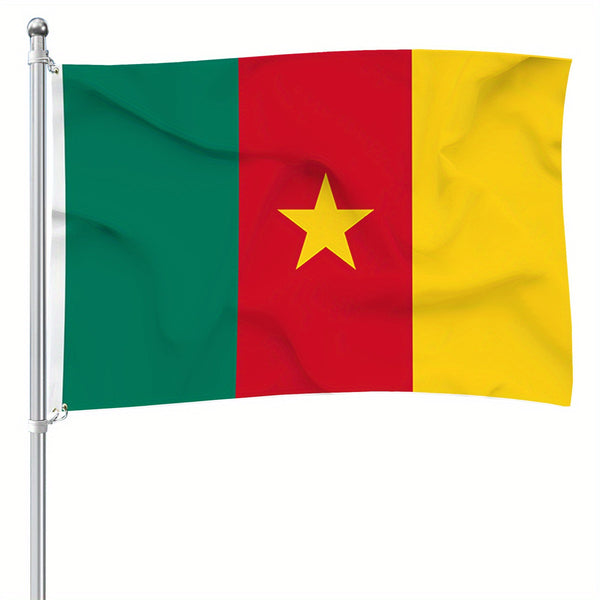 Cameroun Flag 90x150cm 3X5Ft Hanging Polyester Cameroonian national Flags Polyester with Brass Grommets Flag Banner For Decoration Fade Resistant Vivid Colors