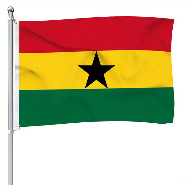 Ghana Flag 90x150cm 3X5Ft Hanging Polyester Ghanaian national Flags Polyester with 2 Brass Grommets Flag Banner For Decoration Fade Resistant Vivid Colors