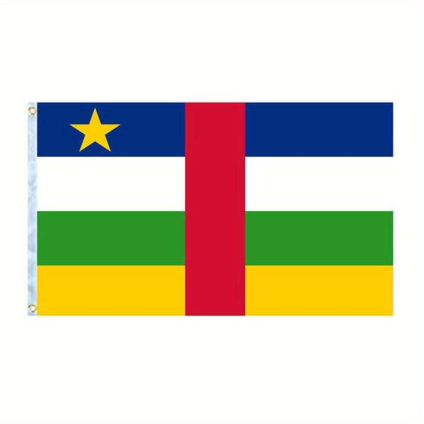 Central African Republic flag 90x150cm 3X5Ft Hanging Polyester Central Africa national Flags Polyester with 2 Brass Grommets Flag Banner For Decoration Fade Resistant Vivid Colors