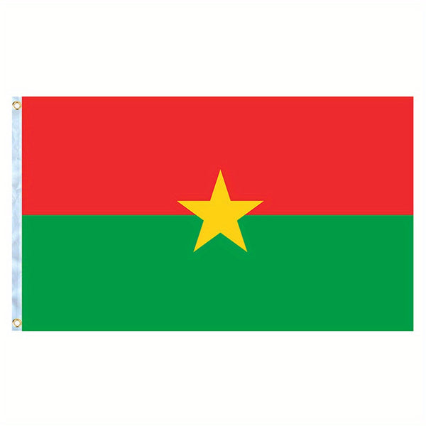 Burkina Faso Flag 90x150cm 3X5Ft Hanging Polyester Burkinabe national Flags Polyester with 2 Brass Grommets Flag Banner For Decoration Fade Resistant Vivid Colors