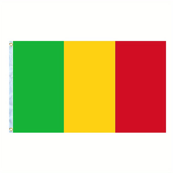 Mali flag 90x150cm 3X5Ft Hanging Polyester Malian national Flags Polyester with 2 Brass Grommets Flag Banner For Decoration Fade Resistant Vivid Colors