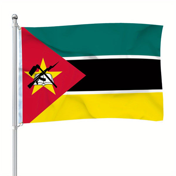 Mozambique flag 90x150cm 3X5Ft Hanging Polyester Mozambican national Flags Polyester with Brass Grommets Flag Banner For Decoration Fade Resistant Vivid Colors