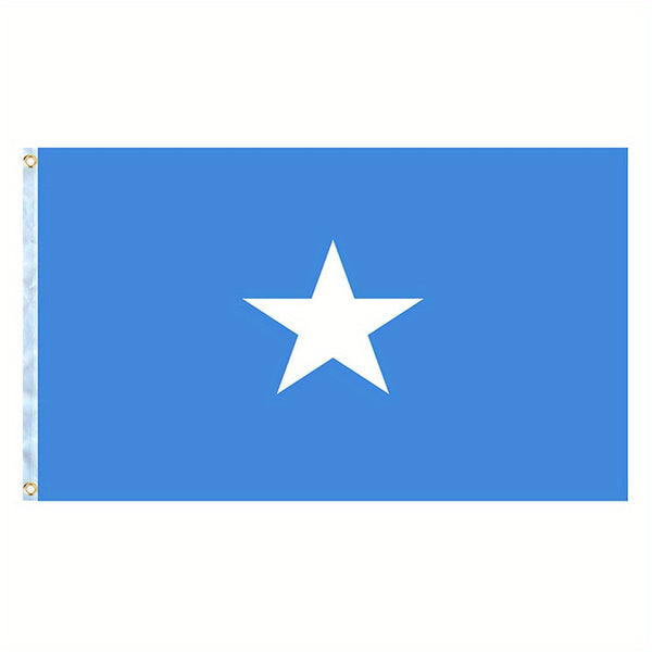 Somalia Flag 90x150cm 3X5Ft Hanging Polyester Somalian Somali national Flags Polyester with Brass Grommets Flag Banner For Decoration with Two Metal Grommets Fade Resistant Vivid Colors