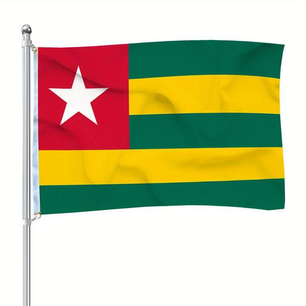 Togo flag 90x150cm 3X5Ft Hanging Polyester Togolese national Flags Polyester with Brass Grommets Flag Banner For Decoration with Two Metal Grommets Fade Resistant Vivid Colors