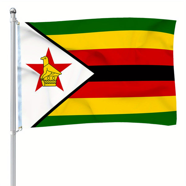 Zimbabwe Flag 90x150cm 3X5Ft Hanging Polyester Zimbabwean national Flags Polyester with Brass Grommets Flag Banner For Decoration with Two Metal Grommets Fade Resistant Vivid Colors