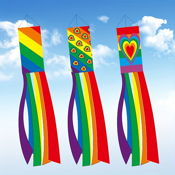 1pc Rainbow Windsock Flag 40in, Column flag, wind sock flag, Gay Pride Striped Outdoor Decor, Wind Socks Outdoor Hanging Windsock Flag,LGBT Event Banner, Pride Day Decoration