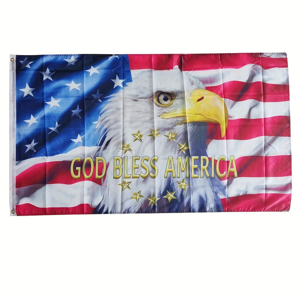 Eagle God Bless America Flag Unique American Eagle Flag with Brass Grommets Rustic Bald Eagle American Flag Outdoor Women Men Gifts 3x5 Feet 90x150cm banner Hanging Decoration