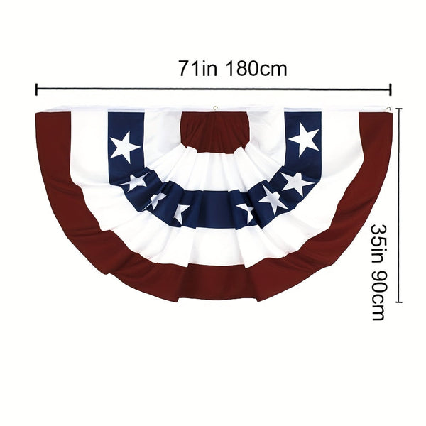 USA American Pleated Fan Bunting Half Banner Flag 1.5x3ft 2x4ft 3x6ftPrinted Stripes Stars July 4th Independence Day Decoration With Three Brass Grommets US flags