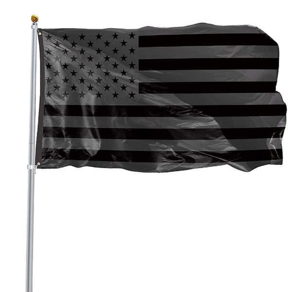 All Black American USA US Flag 3x5 ft Sewn Stripes Brass Grommets US flag