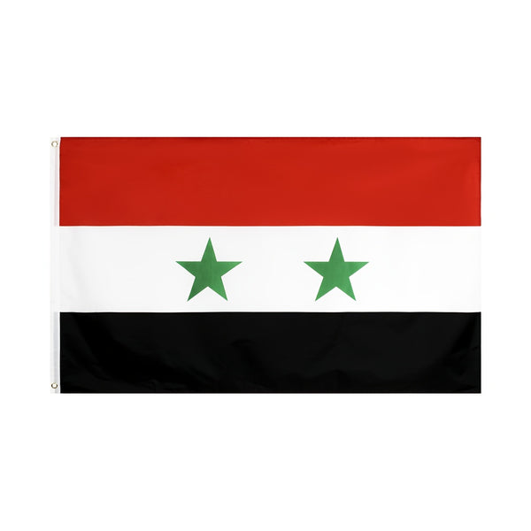 SY SYR Syria Flag  3x5Ft 90x150cm Polyester Fabrics Double Side Printed Two Stars Syrian Arab Republic National Banner
