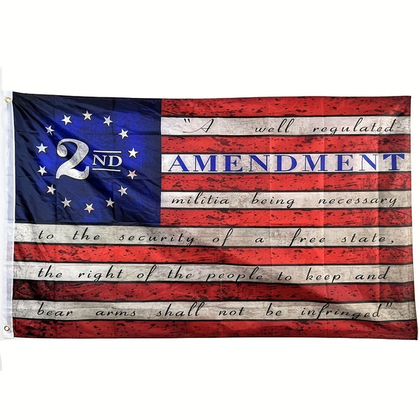Flag banner 2nd Second Amendment 1791 Vintage American Flag, perfect for any true American patriot! This vintage-style flag measures 90x150cm (3x5FT) and proudly displays the iconic 2nd Second Amendme