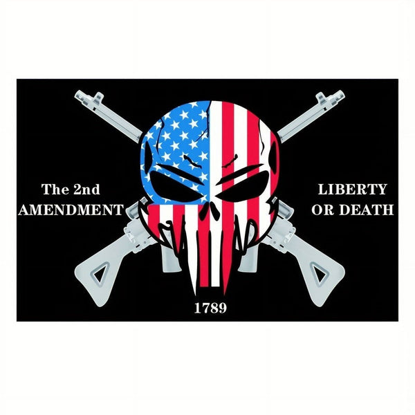 The Amendment Liberty Or Death Flag Liberty or Death 1789 Flag Fade Proof Canvas Header and Double Stitched - USA Skull Flags Polyester with Brass Grommets 3X5Fts 90X150cm
