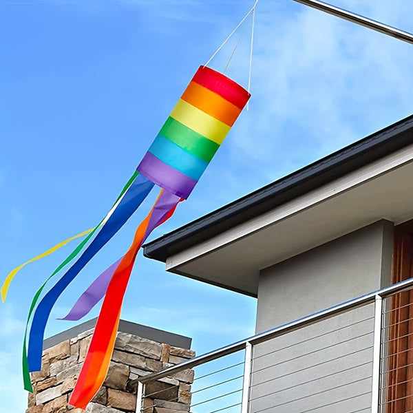 1pc Rainbow Windsock Flag 34in/40in, Column flag, wind sock flag, Gay Pride Striped Outdoor Decor, LGBT Event Banner, Pride Day Decoration
