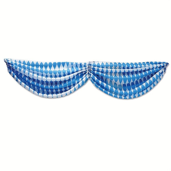 1pc Fabric Bunting, 5' 10" 180*60CM, Blue/White Beer Festival Yard Decoration, Bavarian Style Bunting Oktoberfest Party Banner Photo Backdrop Oktoberfest Party Decoration Supplies