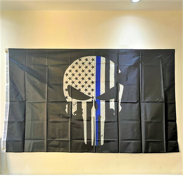 USA first responder police Flag 90x150cm 3X5Ft Polyester thin blue line skull bone America Punisher Police Flag for decoration